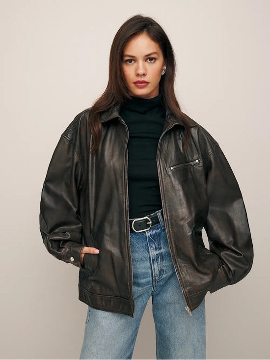 Reformation Jackets & Blazers - Reformation Veda Marco Leather Oversized Bomber Pit Stop Brown Jacket